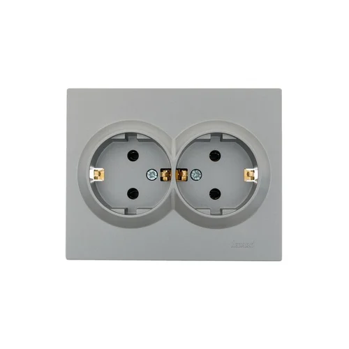 Розетка 2-м СП VESNA с заземл. ПБТ платина LEZARD 742-3500-127B