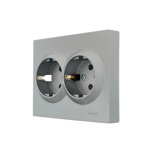 Розетка 2-м СП VESNA с заземл. ПБТ платина LEZARD 742-3500-127B