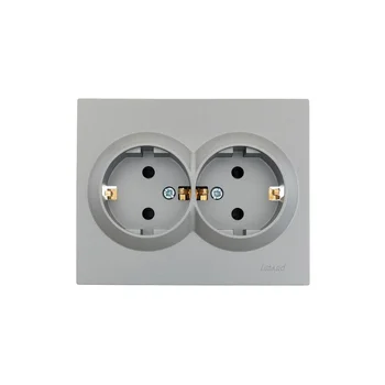 Розетка 2-м СП VESNA с заземл. со шторками ПБТ платина LEZARD 742-3500-178B