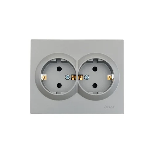 Розетка 2-м СП VESNA с заземл. со шторками ПБТ платина LEZARD 742-3500-178B