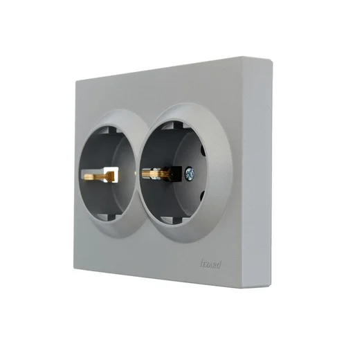 Розетка 2-м СП VESNA с заземл. со шторками ПБТ платина LEZARD 742-3500-178B