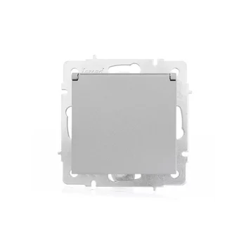 Розетка 1-м СП Vesna с заземл. с крышкой ПБТ механизм платина LEZARD 742-3588-123B