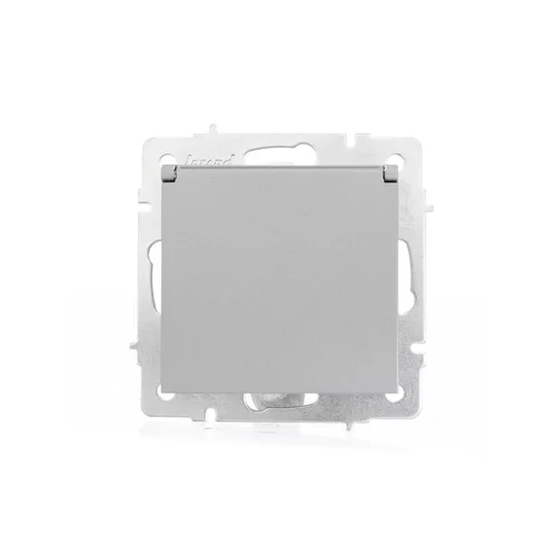 Розетка 1-м СП Vesna с заземл. с крышкой ПБТ механизм платина LEZARD 742-3588-123B