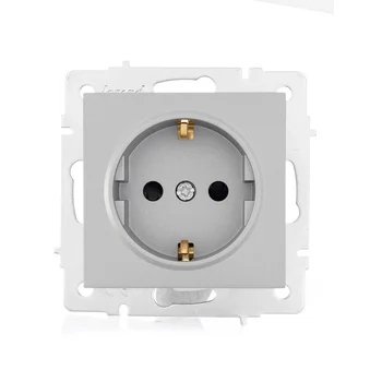Розетка 1-м СП Vesna с заземл. защ. шторки ПБТ механизм платина LEZARD 742-3588-124B