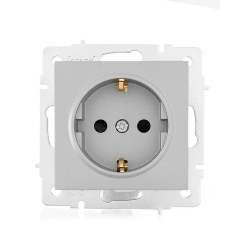 Розетка 1-м СП Vesna с заземл. защ. шторки ПБТ механизм платина LEZARD 742-3588-124B