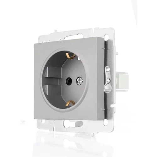 Розетка 1-м СП Vesna с заземл. защ. шторки ПБТ механизм платина LEZARD 742-3588-124B