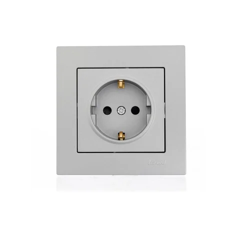Розетка 1-м СП Vesna с заземл. защ. шторки ПБТ механизм платина LEZARD 742-3588-124B