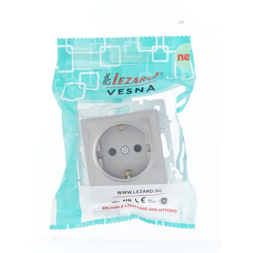 Розетка 1-м СП Vesna с заземл. защ. шторки ПБТ механизм платина LEZARD 742-3588-124B