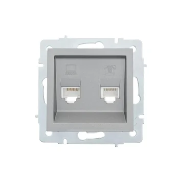 Розетка компьютерная + телефонная 2-м СП Vesna механизм платина LEZARD 742-3588-143