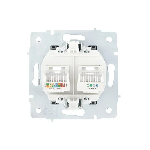 Розетка компьютерная + телефонная 2-м СП Vesna механизм платина LEZARD 742-3588-143