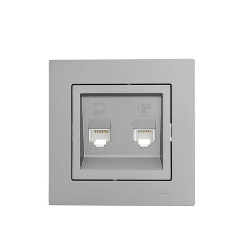 Розетка компьютерная + телефонная 2-м СП Vesna механизм платина LEZARD 742-3588-143