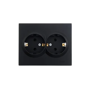 Розетка 2-м СП VESNA с заземл. ПБТ черн. бархат LEZARD 742-4200-127B