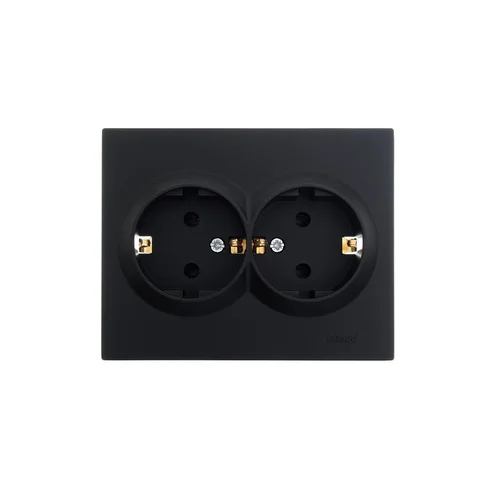 Розетка 2-м СП VESNA с заземл. ПБТ черн. бархат LEZARD 742-4200-127B