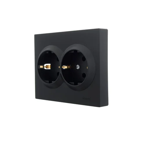 Розетка 2-м СП VESNA с заземл. ПБТ черн. бархат LEZARD 742-4200-127B