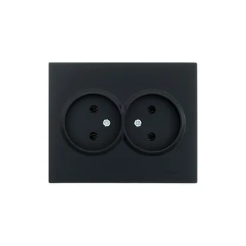 Розетка 2-м СП VESNA без заземл. ПБТ черн. бархат LEZARD 742-4200-128B