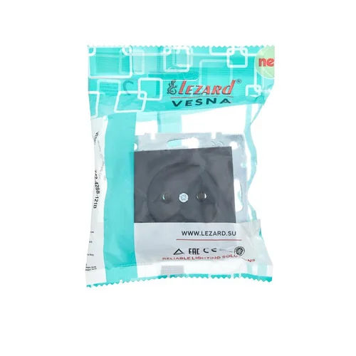 Розетка 1-м СП Vesna без заземл. ПБТ механизм черн. бархат LEZARD 742-4288-121B