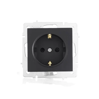 Розетка 1-м СП Vesna с заземл. защ. шторки ПБТ механизм черн. бархат LEZARD 742-4288-124B