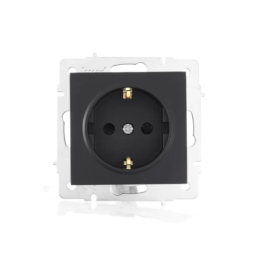 Розетка 1-м СП Vesna с заземл. защ. шторки ПБТ механизм черн. бархат LEZARD 742-4288-124B