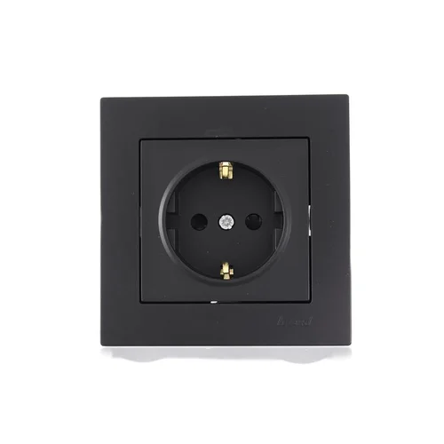 Розетка 1-м СП Vesna с заземл. защ. шторки ПБТ механизм черн. бархат LEZARD 742-4288-124B