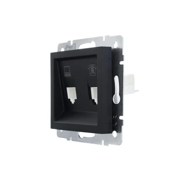 Розетка компьютерная + телефонная 1-м СП Vesna механизм черн. бархат LEZARD 742-4288-143