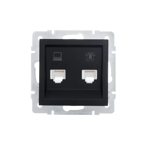 Розетка компьютерная + телефонная 1-м СП Vesna механизм черн. бархат LEZARD 742-4288-143