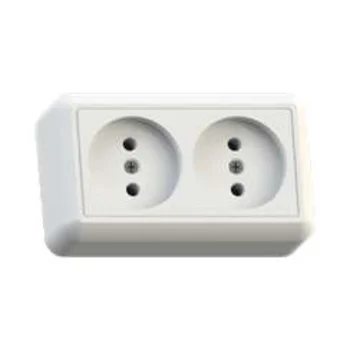 Розетка 2-м ОП Оптима РА10-373 10А IP20 без заземл. с монтаж. пластиной бел. Кунцево 8009