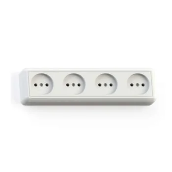 Розетка 4-м ОП Оптима РА16-402 16А IP20 с монтаж. пластиной сл. кость Кунцево 8050