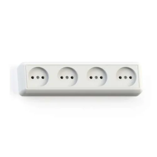 Розетка 4-м ОП Оптима РА16-402 16А IP20 с монтаж. пластиной сл. кость Кунцево 8050