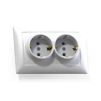 Розетка 2-м СП Селена РС16-372 16А IP20 с заземл. бел. Кунцево 8116