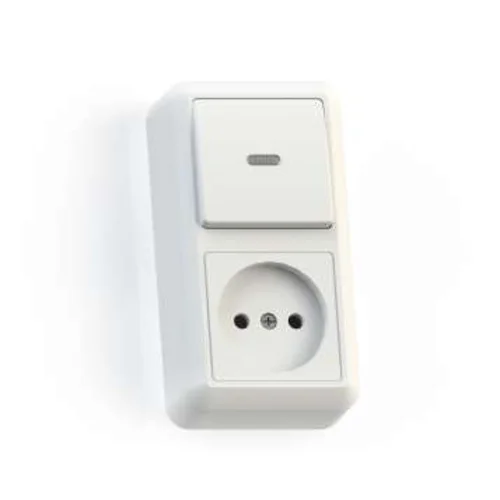 Блок комбинированный ОП БКВР-430 Оптима (1-кл. выкл. с подсветкой + розетка) бел. Кунцево 8061