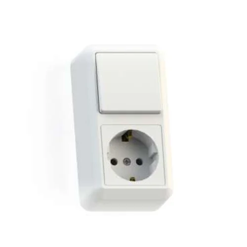 Блок комбинированный ОП БКВР-405 Оптима (1-кл. выкл. + розетка с заземл.) бел. Кунцево 8064