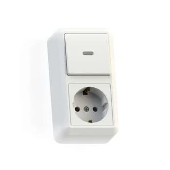 Блок комбинированный ОП БКВР-432 Оптима (1-кл. выкл. с подсветкой + розетка с заземл.) бел. Кунцево