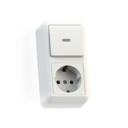 Блок комбинированный ОП БКВР-432 Оптима (1-кл. выкл. с подсветкой + розетка с заземл.) бел. Кунцево