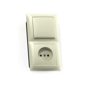 Блок СП БКВР-408 Селена (1-кл. выкл. + розетка) сл. кость Кунцево 8170