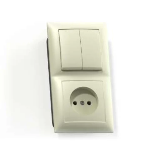 Блок СП БКВР-409 Селена (2-кл. выкл. + розетка) сл. кость Кунцево 8171