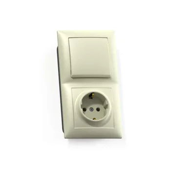 Блок СП БКВР-411 Селена (1-кл. выкл. + розетка с заземл.) сл. кость Кунцево 8176