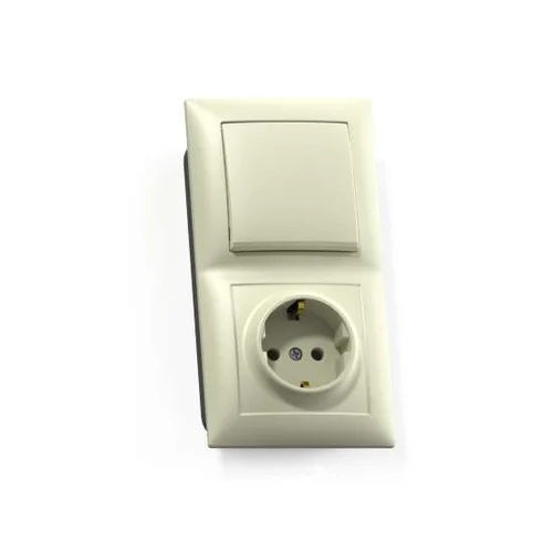 Блок СП БКВР-411 Селена (1-кл. выкл. + розетка с заземл.) сл. кость Кунцево 8176