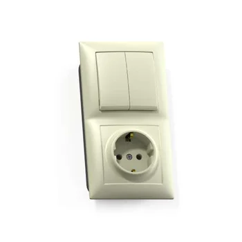 Блок СП БКВР-412 Селена (2-кл. выкл. + розетка с заземл.) сл. кость Кунцево 8177