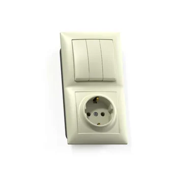 Блок СП БКВР-413 Селена (3-кл. выкл. + розетка с заземл.) сл. кость Кунцево 8178