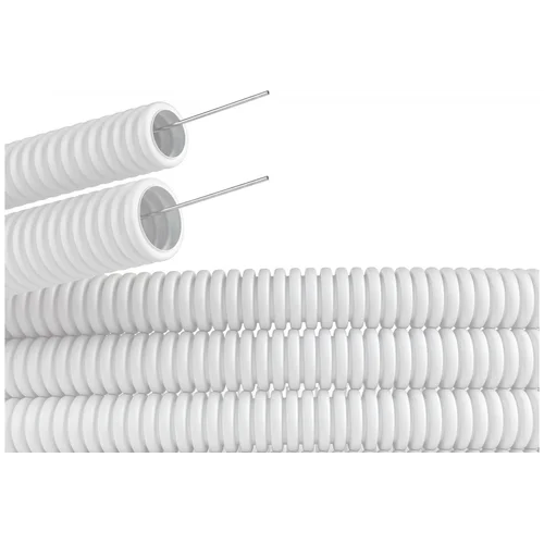 Труба гофрированная ПЛЛ гибкая d20мм с протяжкой безгалоген. (HF) ПВ-0 бел. (уп.100м) DKC 81820