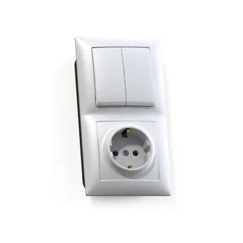 Блок СП БКВР-412 Селена (2-кл. выкл. + розетка с заземл.) бел. Кунцево 8208