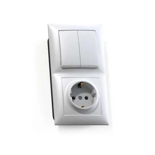 Блок СП БКВР-412 Селена (2-кл. выкл. + розетка с заземл.) бел. Кунцево 8208