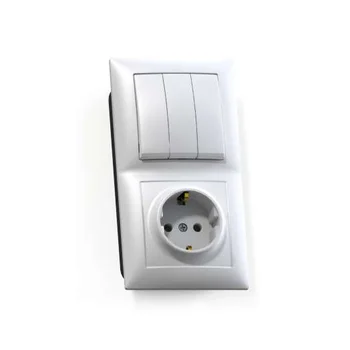 Блок СП БКВР-413 Селена (3-кл. выкл. + розетка с заземл.) бел. Кунцево 8209