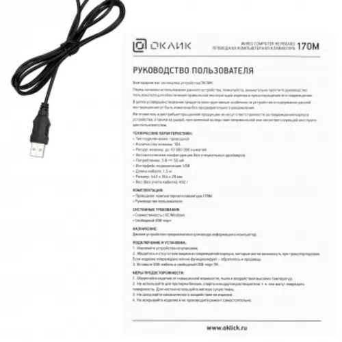 Клавиатура Оклик 170M черный USB (855272)