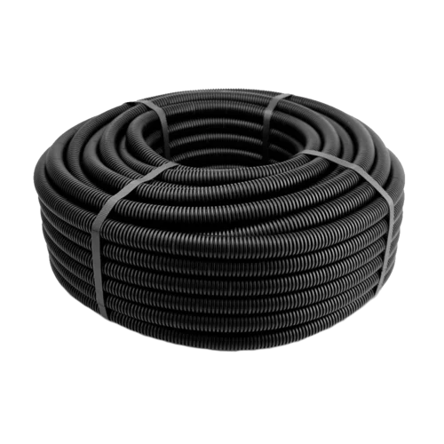 Труба гофрированная ПНД d25мм с протяж. черн. (уп.75м)