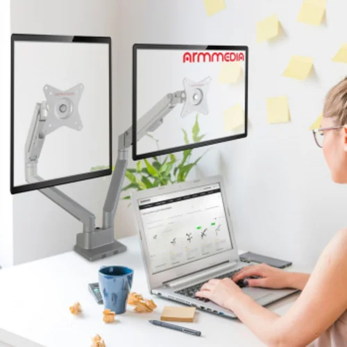 Кронштейн для мониторов Arm Media LCD-T36 серебристый 15"-34" макс.9кг настольный поворот и наклон в