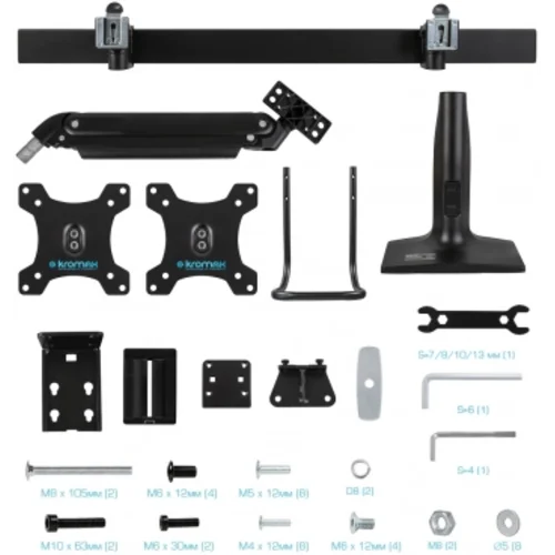Кронштейн для мониторов Kromax OFFICE-20 черный 17"-35" макс.10кг настольный поворот и наклон