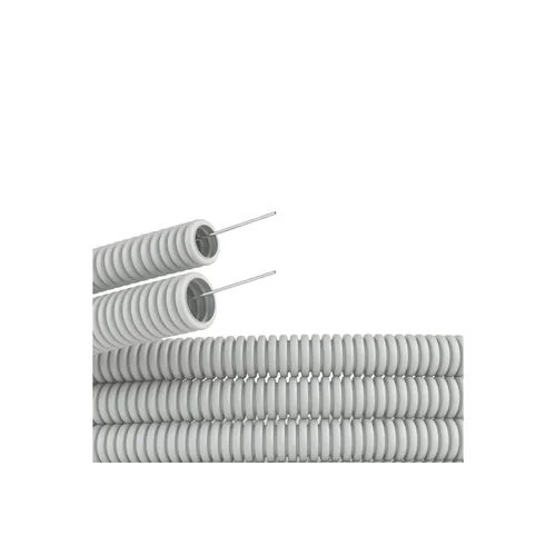 Труба гофрированная ПВХ гибкая легкая d32мм с протяжкой сер. (уп.25м) DKC 91932