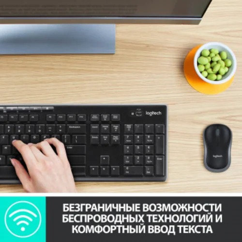 Клавиатура + мышь Logitech MK270 клав:черный мышь:черный USB беспроводная Multimedia (920-004518)