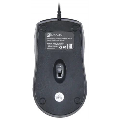 Мышь Оклик 185M черный оптическая (1200dpi) USB для ноутбука (3but)